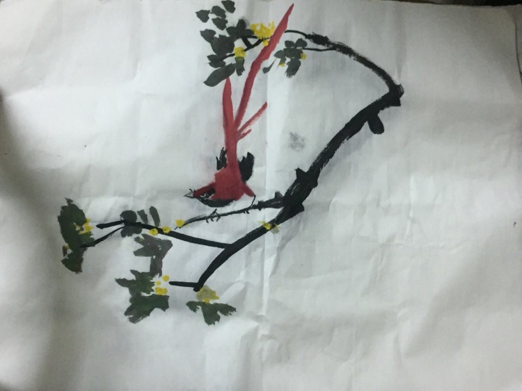 ?伊伊-广东省·广州市·黄埔区--我家两位七八岁小宝贝刚学的国画，才秀一下，献丑了！！嘻嘻。。。