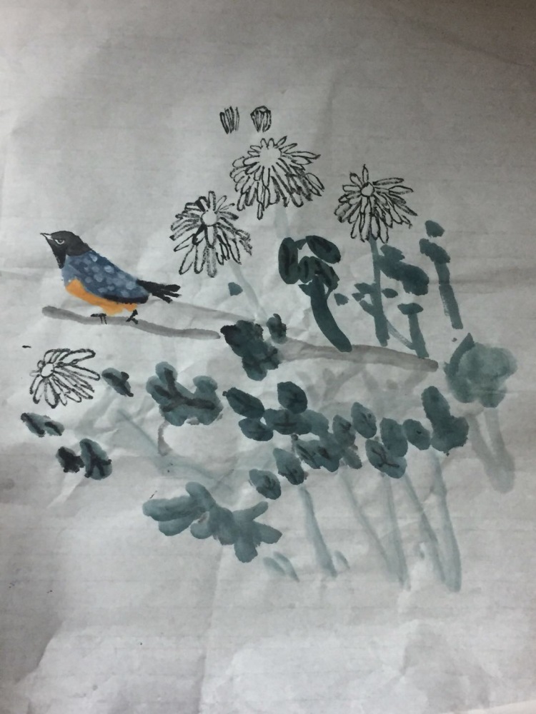 ?伊伊-广东省·广州市·黄埔区--我家两位七八岁小宝贝刚学的国画，才秀一下，献丑了！！嘻嘻。。。